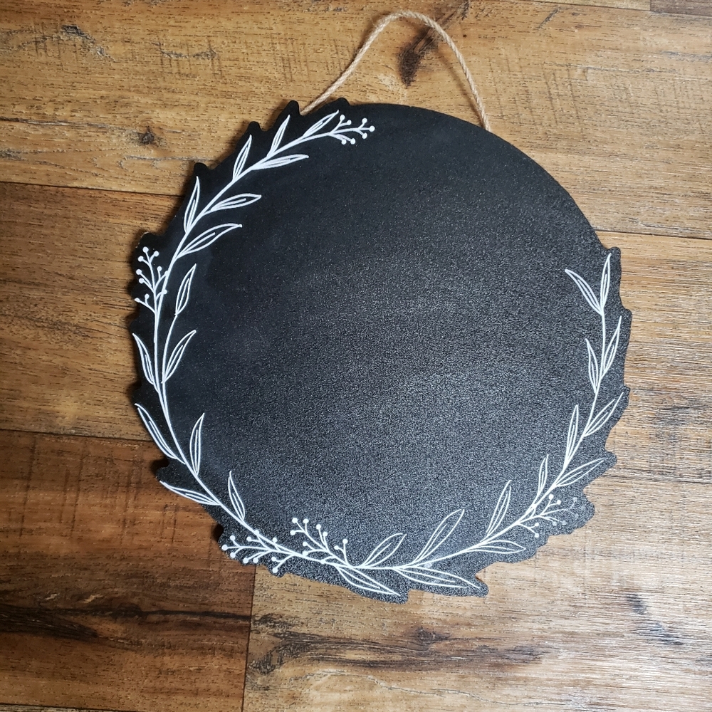 Hobby Lobby Round Chalkboard Sign with White Botanical Wreath